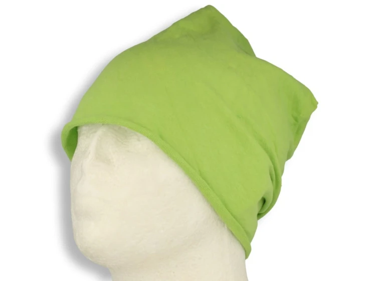 Czapka damska Beanie włoska cienka smerfetka bawełna zielona żarówiasty