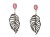 Klipsy do uszu srebrne liście z różowym oczkiem