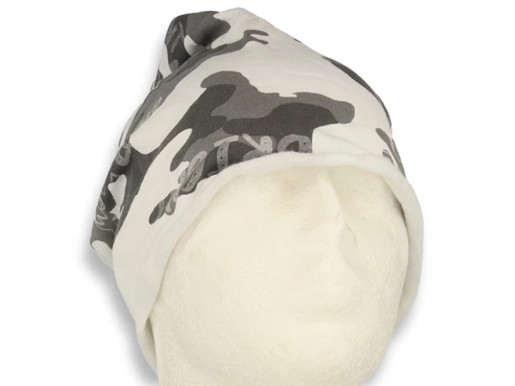 Czapka damska Beanie włoska cienka smerfetka bawełna biało-szar