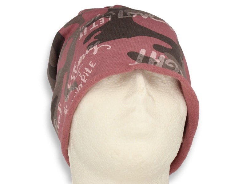 Czapka damska Beanie włoska cienka smerfetka bawełna różowo-szara