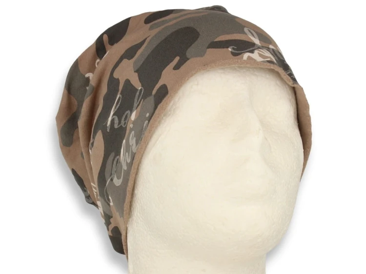 Czapka damska Beanie włoska cienka smerfetka bawełna beżowo-szara