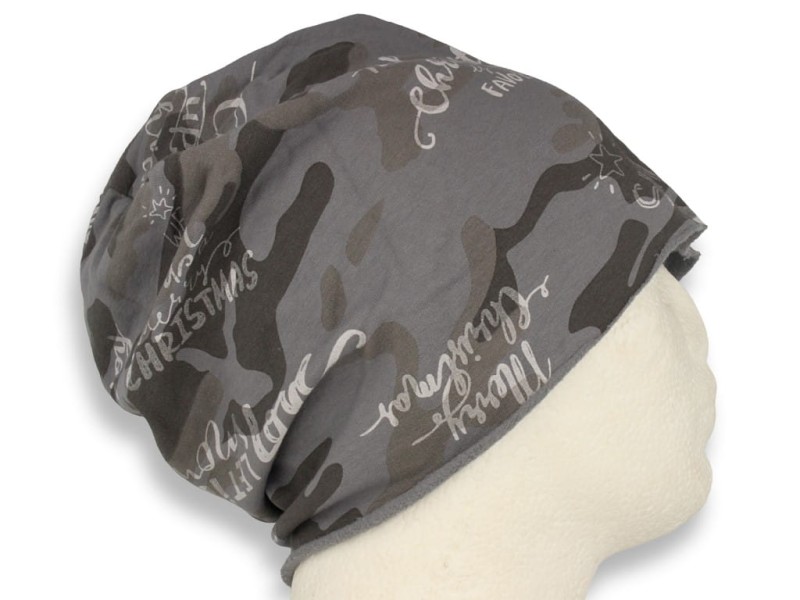 Czapka damska Beanie włoska cienka smerfetka bawełna szaro-grafitowa