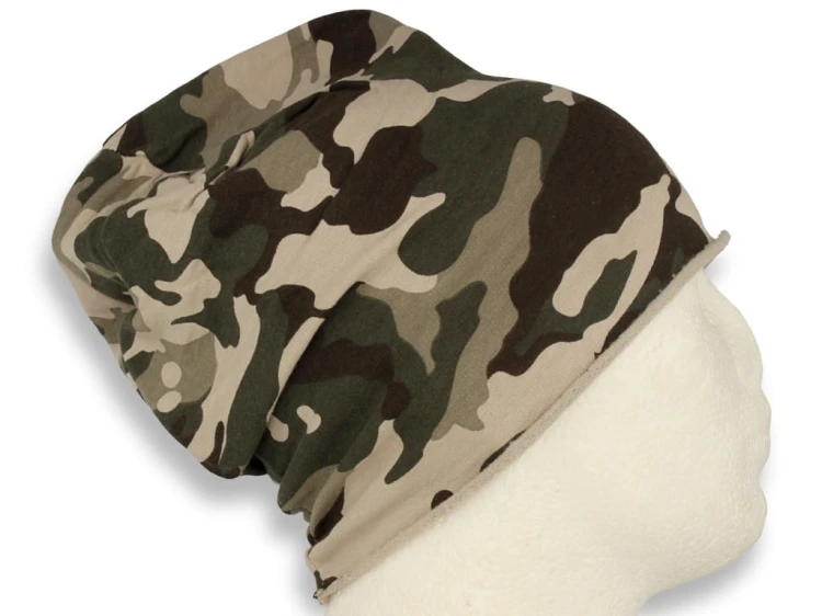 Czapka damska Beanie włoska cienka smerfetka bawełna beżowa  moro