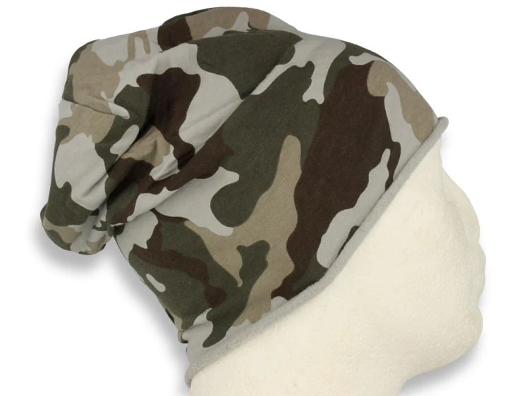 Czapka damska Beanie włoska cienka smerfetka bawełna szara moro