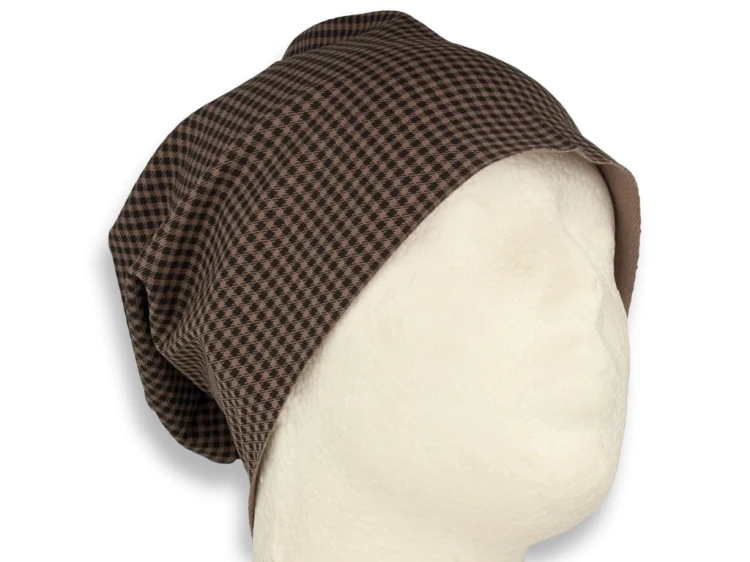 Czapka damska Beanie włoska cienka smerfetka bawełna brązowa
