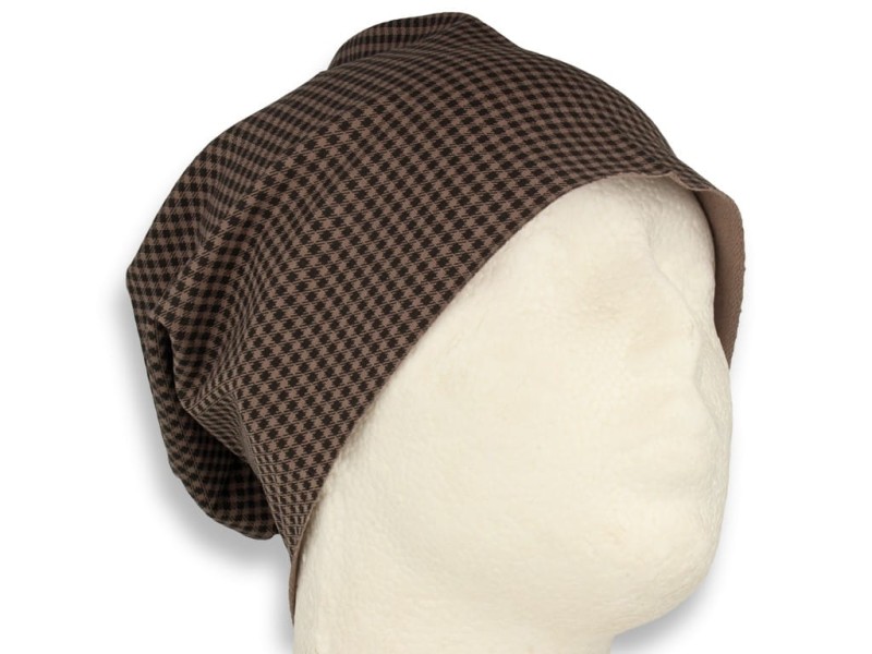 Czapka damska Beanie włoska cienka smerfetka bawełna brązowa