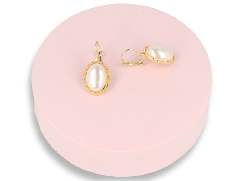 Kolczyki do uszu złote  z perełką