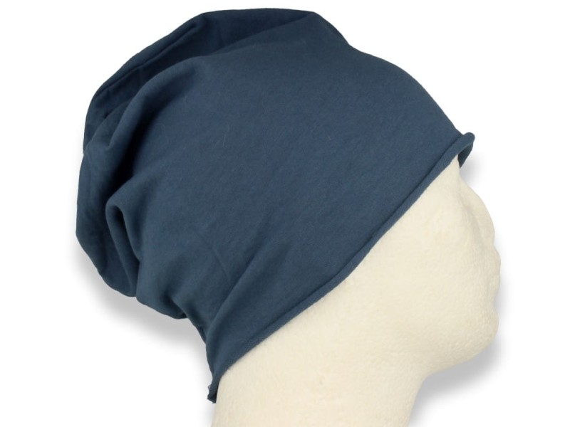 Czapka damska Beanie włoska cienka smerfetka bawełna niebieska