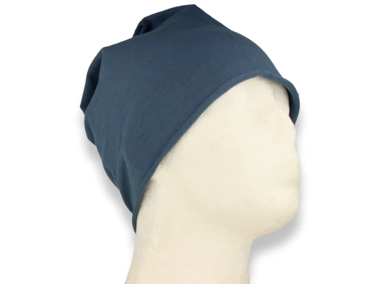 Czapka damska Beanie włoska cienka smerfetka bawełna niebieska