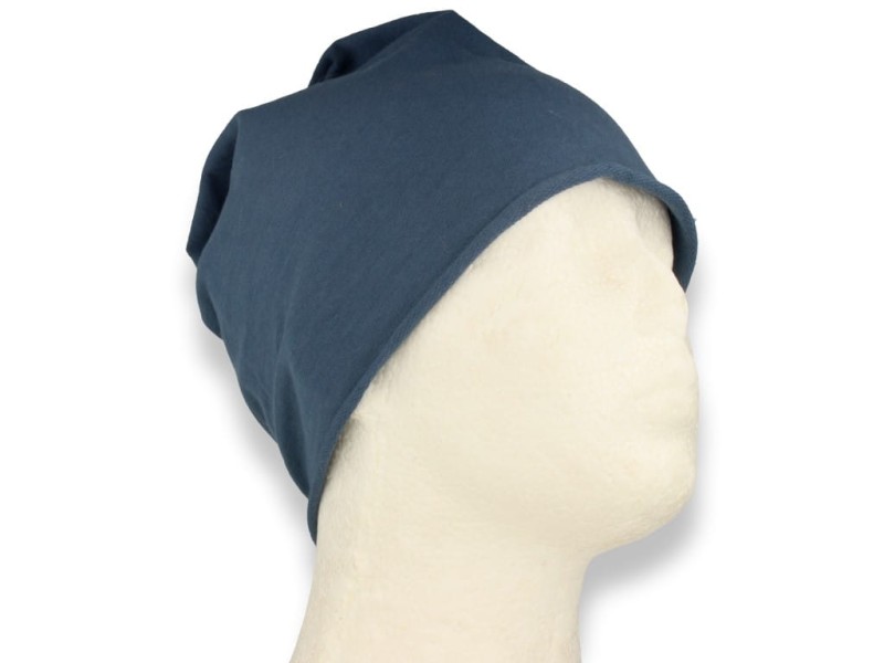 Czapka damska Beanie włoska cienka smerfetka bawełna niebieska