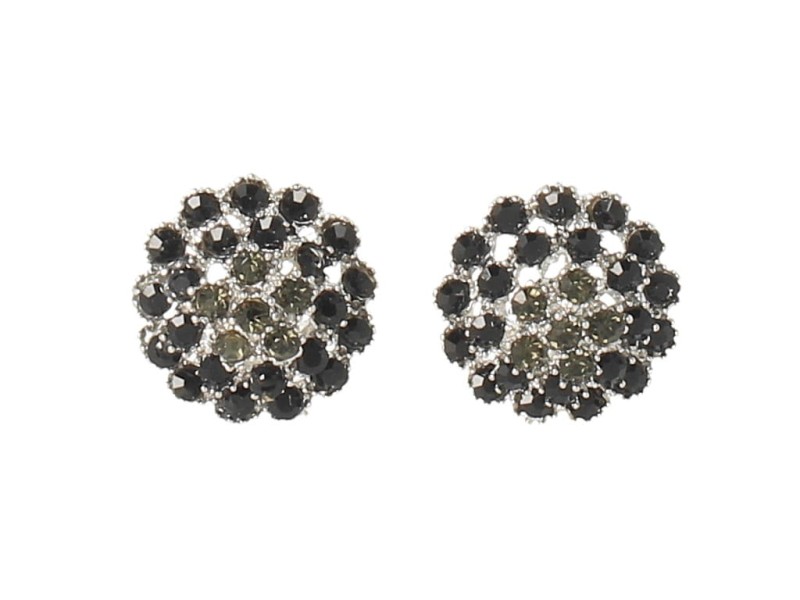 Klipsy do uszu srebrne z czarnymi cyrkoniami