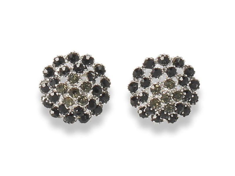 Klipsy do uszu srebrne z czarnymi cyrkoniami