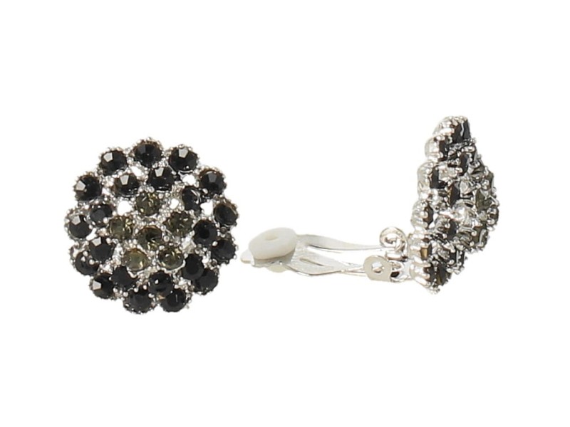 Klipsy do uszu srebrne z czarnymi cyrkoniami