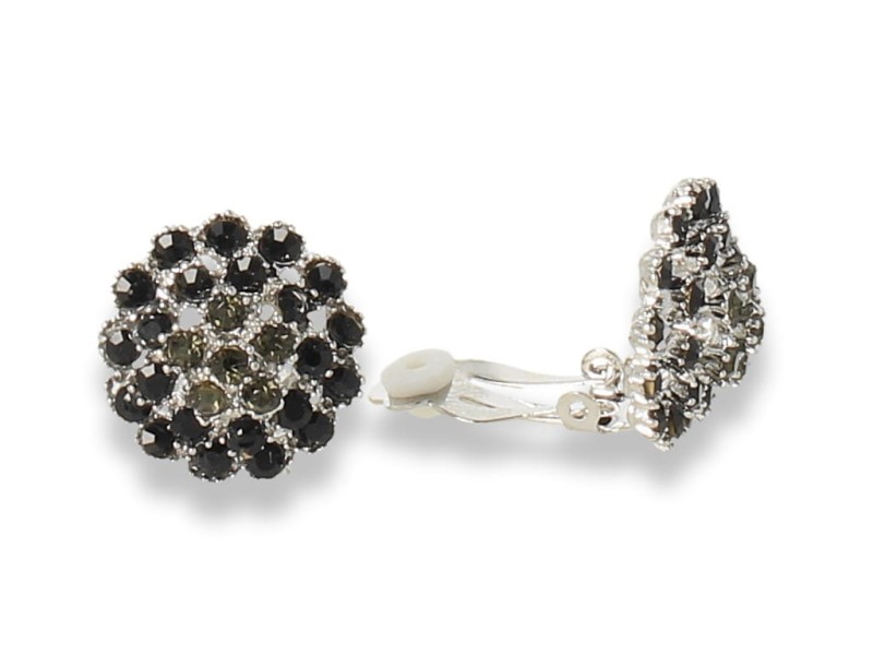 Klipsy do uszu srebrne z czarnymi cyrkoniami