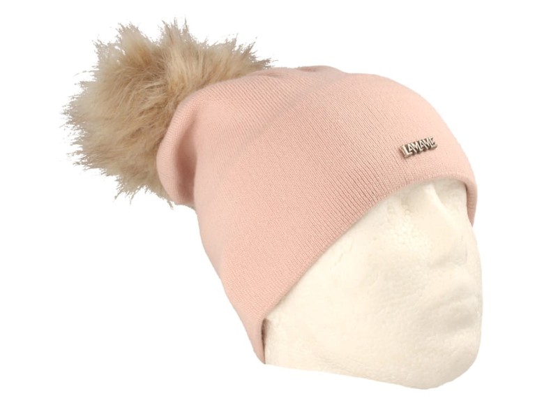 Czapka zimowa z pomponem polska produkcja różowa