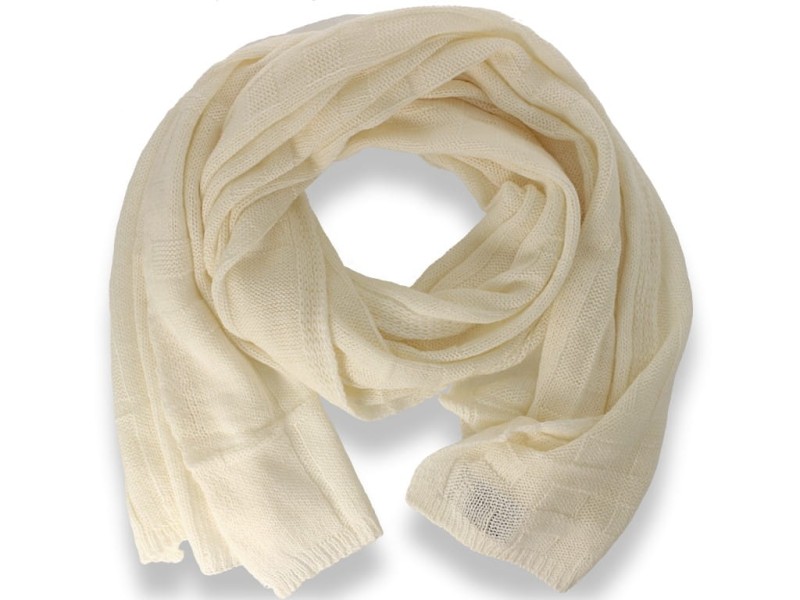 Ciepły szal długi włoska produkcja kremowy