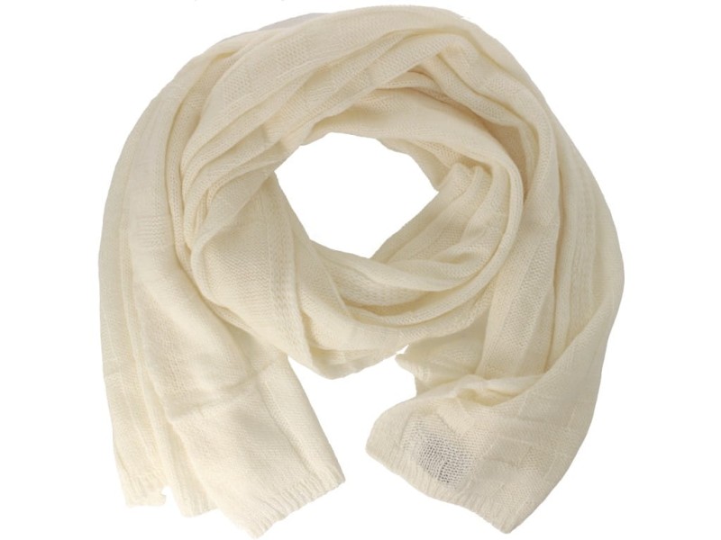 Ciepły szal długi włoska produkcja kremowy