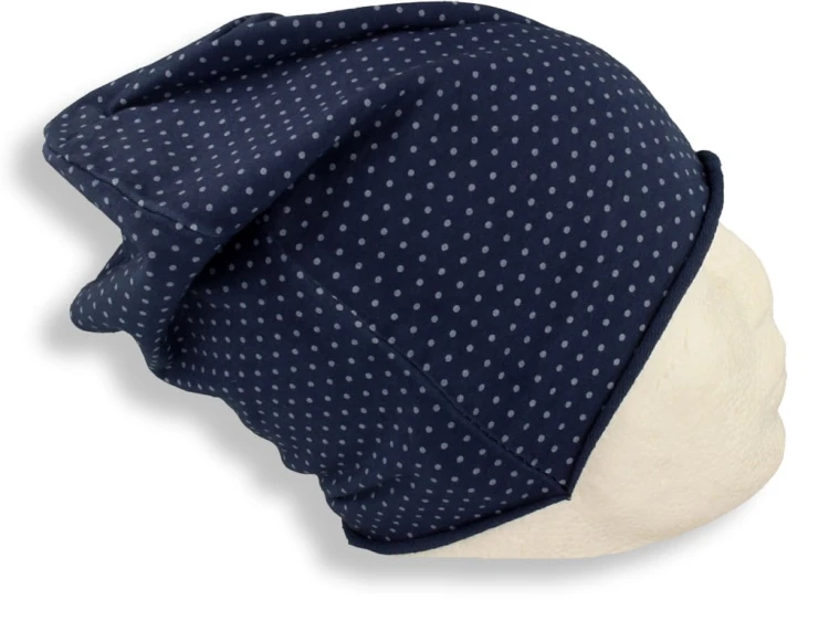 Czapka damska Beanie włoska cienka smerfetka granatowa w kropeczki