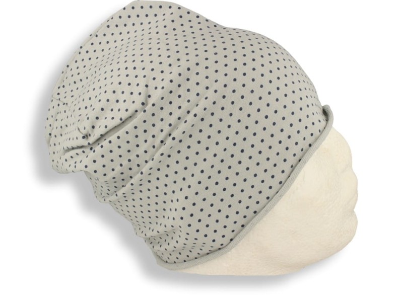 Czapka damska Beanie włoska cienka smerfetka szara w kropeczki