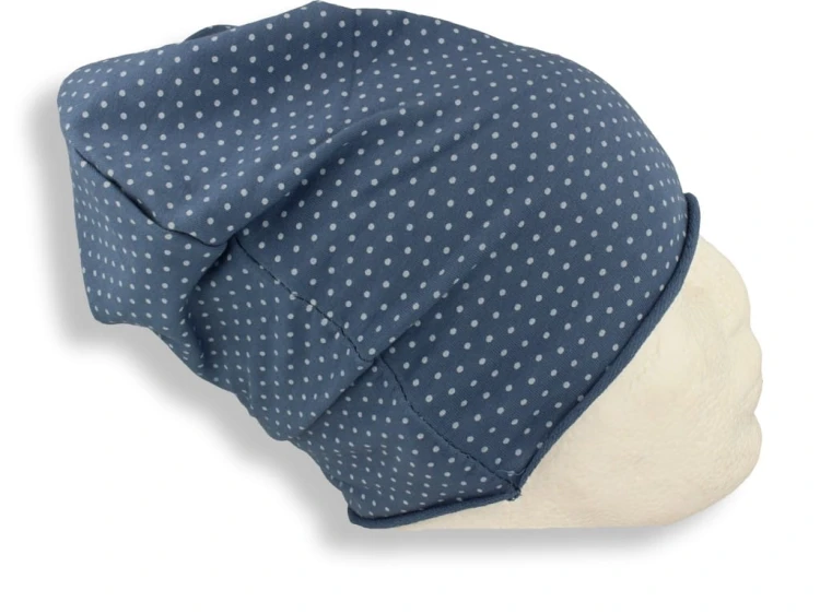 Czapka damska Beanie włoska cienka smerfetka niebieska w kropeczki