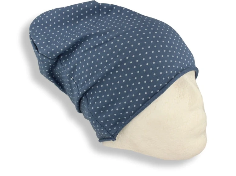 Czapka damska Beanie włoska cienka smerfetka niebieska w kropeczki
