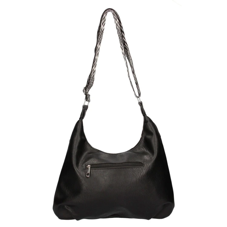 Torebka Damska Czarny worek z paskiem azteckim