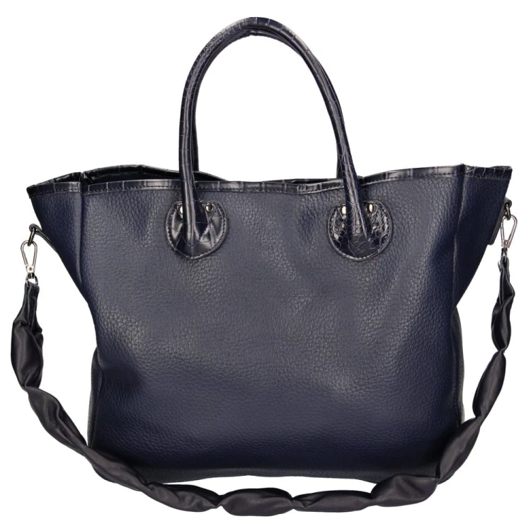 Elegancka Torebka Damska Shopper Granatowa + Etui