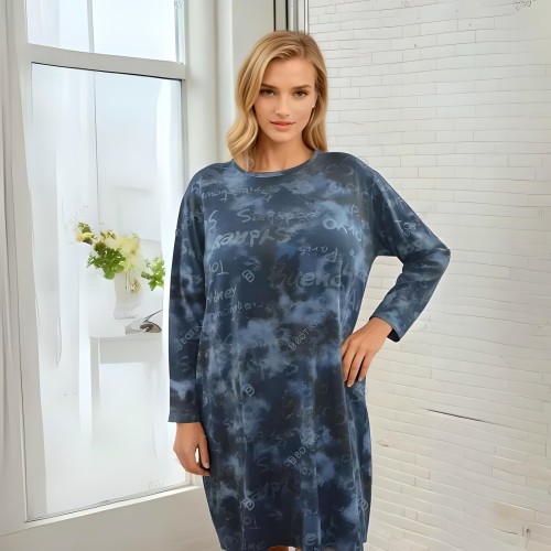 Sukienka włoska oversize cieniowana niebieska