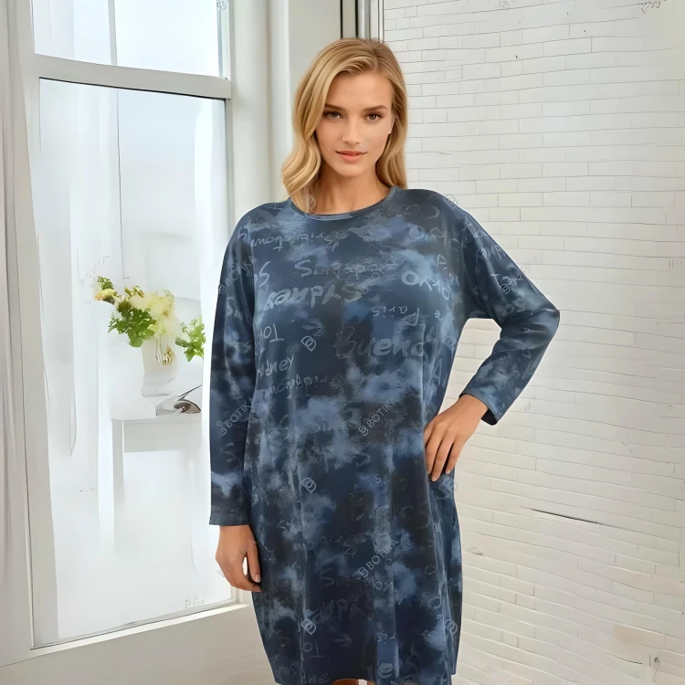 Sukienka włoska oversize cieniowana niebieska