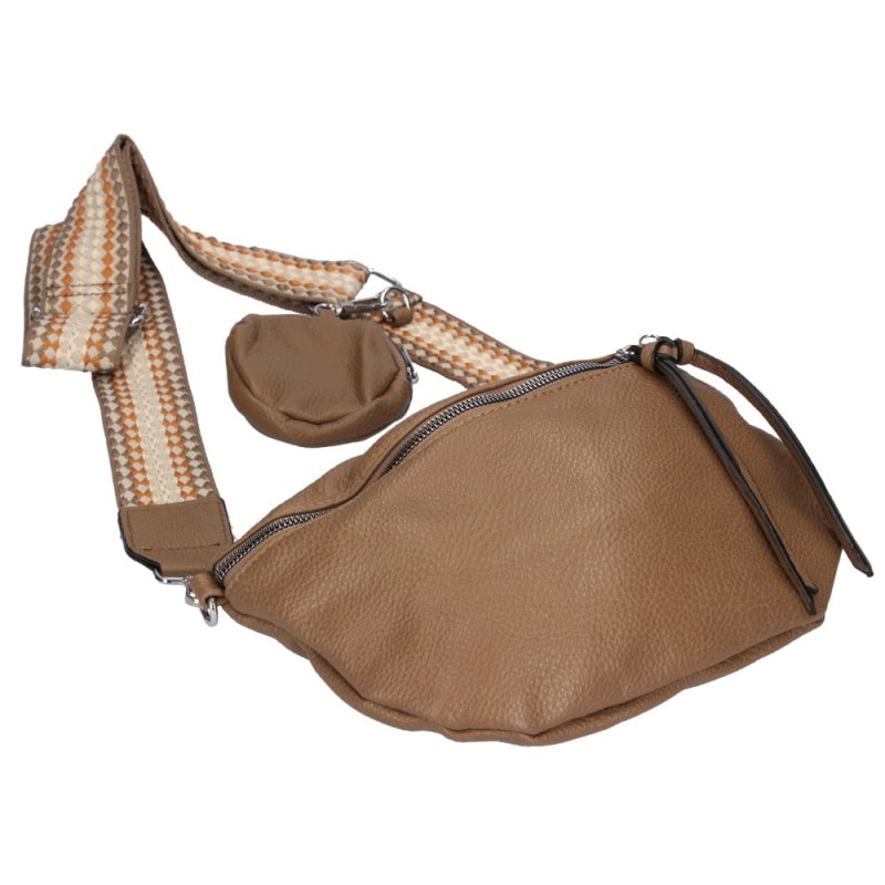 Torebka damska Nerka z portfelikiem i paskiem azteckim brązowa