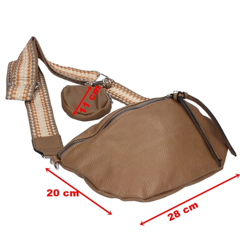 Torebka damska Nerka z portfelikiem i paskiem azteckim brązowa