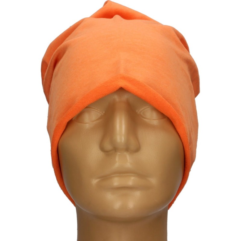Czapka damska Beanie włoska cienka smerfetka jednolita pomarańczowa