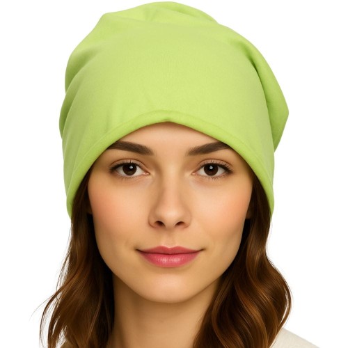 Czapka damska Beanie włoska cienka smerfetka jednolita jaskrawa zielona