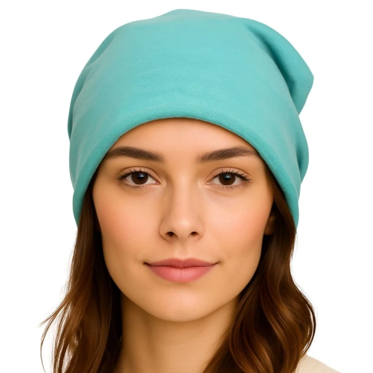Czapka damska Beanie włoska cienka smerfetka jednolita miętowa