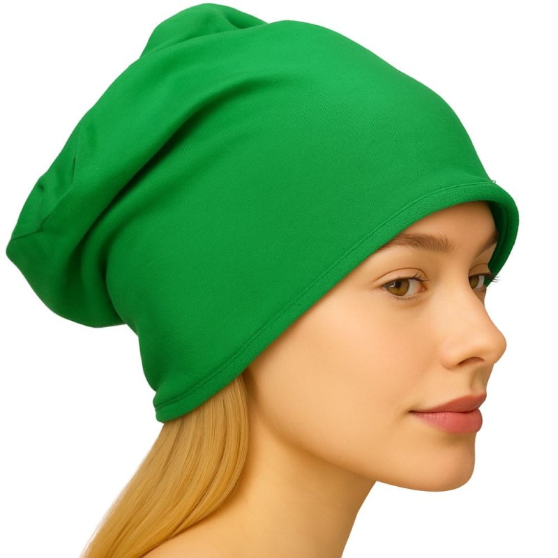 Czapka damska Beanie włoska cienka smerfetka jednolita zielona
