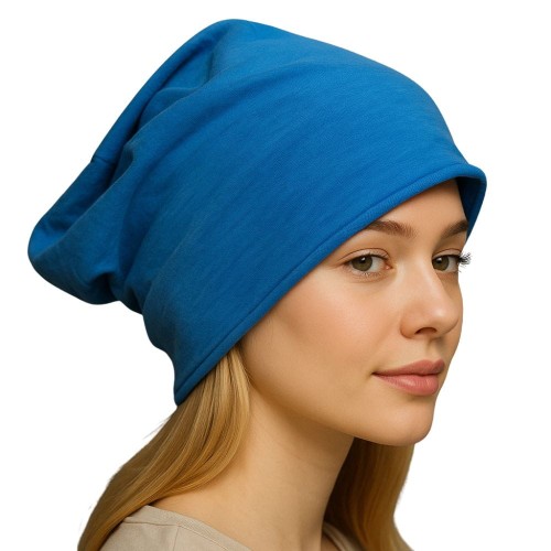 Czapka damska Beanie włoska cienka smerfetka niebieska