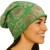 Czapka damska Beanie włoska cienka smerfetka zielona w kwiaty
