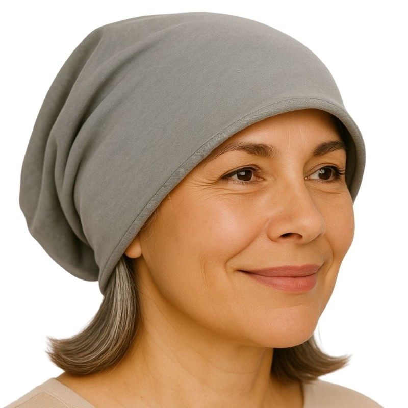 Czapka damska Beanie włoska cienka smerfetka jednolita szara
