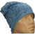Czapka damska Beanie włoska cienka smerfetka niebieska w granatowe napisy