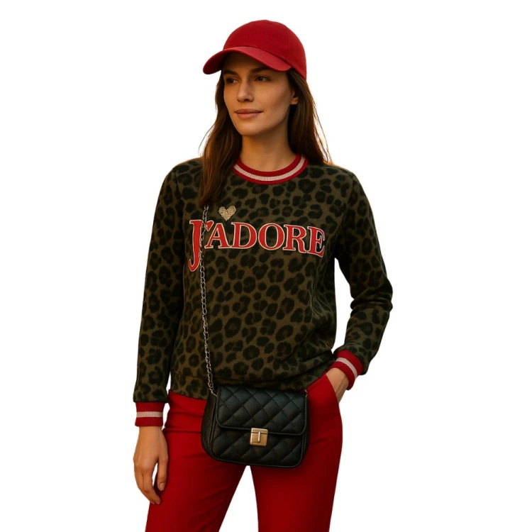 Bluza damska przez głowę panterka khaki uniwersalna