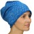 Czapka damska Beanie włoska cienka smerfetka jasnoniebieska w białe napisy