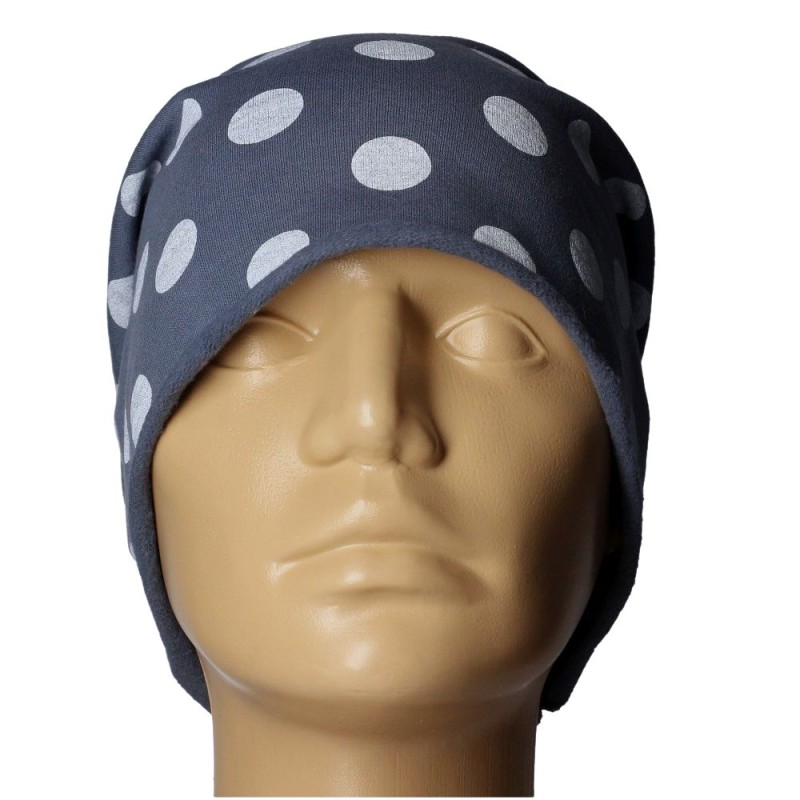 Czapka damska Beanie włoska cienka smerfetka niebieska w białe grochy
