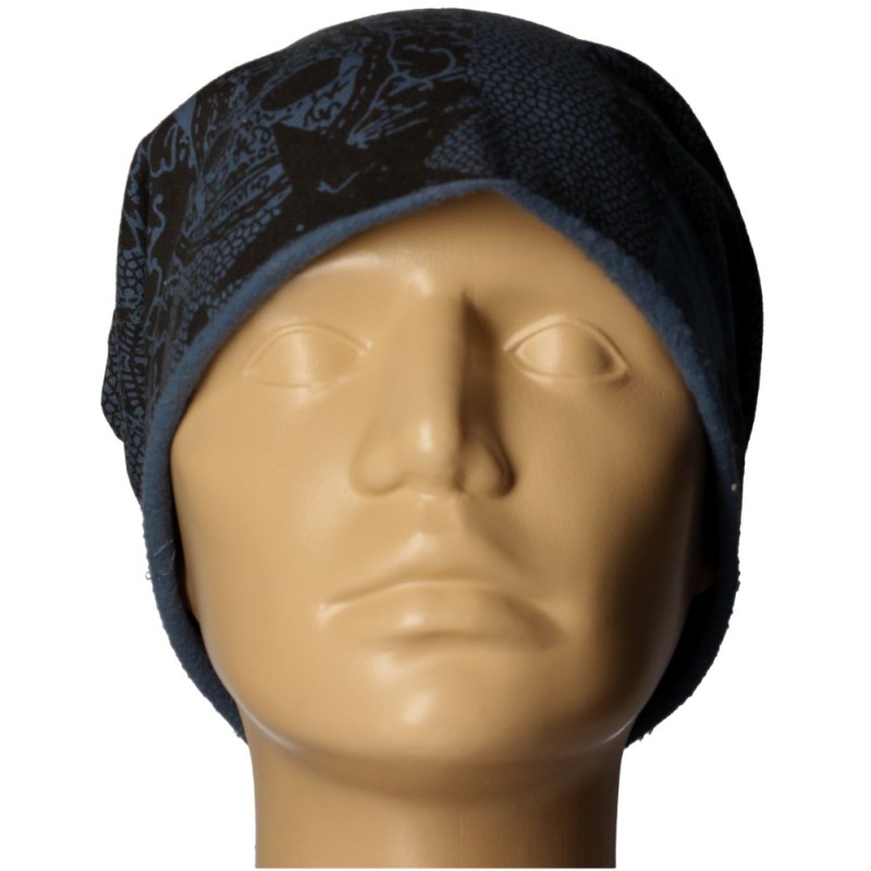 Czapka damska Beanie włoska cienka smerfetka niebieska w czarne wzory