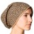 Czapka damska Beanie włoska cienka smerfetka ciemnobeżowa w panterkę