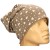 Czapka damska Beanie włoska cienka smerfetka ciemnobeżowa serduszka