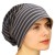 Czapka damska Beanie włoska cienka smerfetka granatowa w beżowe paski