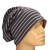 Czapka damska Beanie włoska cienka smerfetka granatowa w beżowe paski