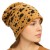 Czapka damska Beanie włoska cienka smerfetka ciemnobeżowa gepard