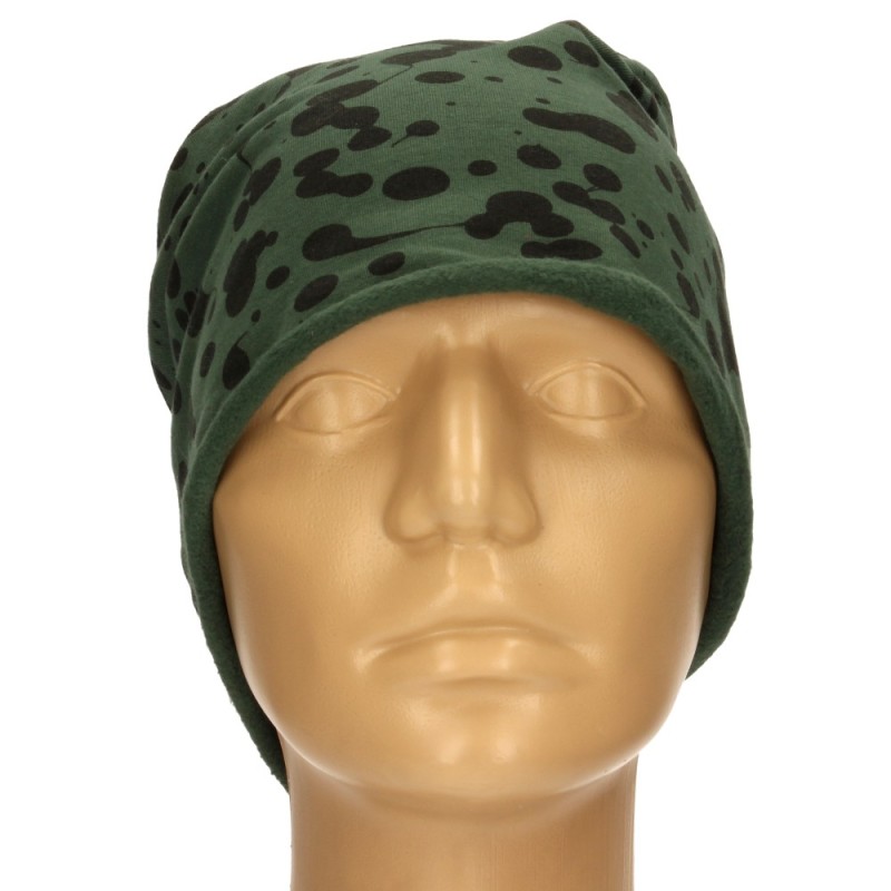 Czapka damska Beanie włoska cienka smerfetka ciemnozielona gepard