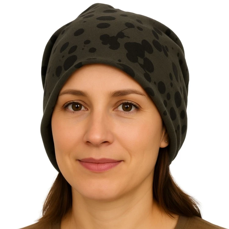 Czapka damska Beanie włoska cienka smerfetka ciemnoszara gepard